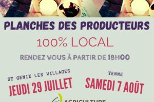 Marchés nocturnes estivaux – 2021 -> C’est reparti pour la vente de planches des producteurs  100% made in Avant Pays Savoyard!